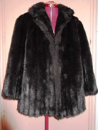 Black Fake fur swing coat