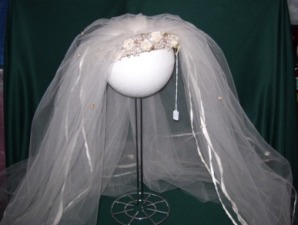 Vintage Wedding Veil with Enamel Headpiece.