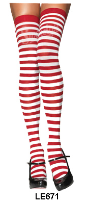 Stripy red & white thigh high stockings